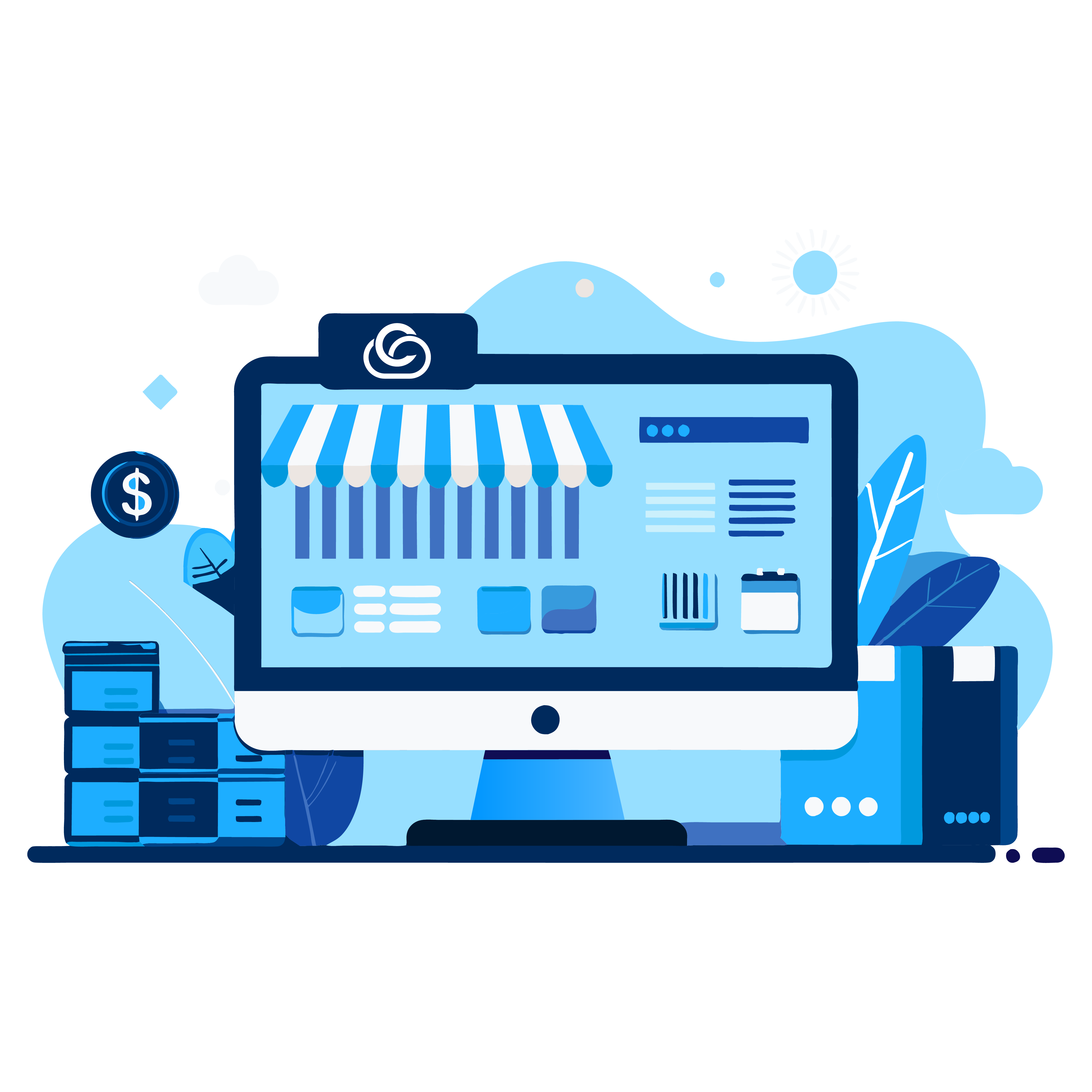 This image features a person interacting with domain extensions like .com, .net, .org, and .info displayed on a monitor, symbolizing reliable hosting services and cloud configurations for managing online domains efficiently.